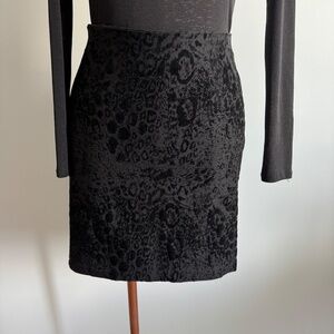 Geneva - Black on Black Leopard Print Textured Mini Skirt